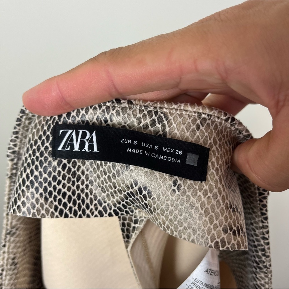 ZARA Snake Python Print Wrap Skort Faux Suede size Small - Picture 6 of 8